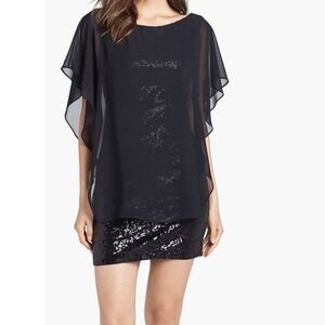 NWT Laundry Shelli Segal Black Sequin Dress Party Cocktail Elegant Glam Sz 4‎